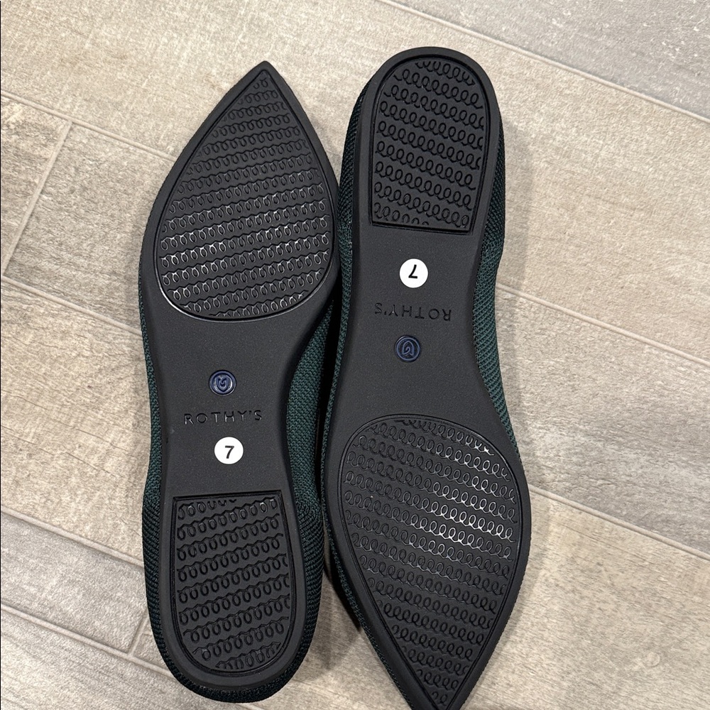 Rothy's Dark Green and Blue Trim Flats - Picture 4 of 8